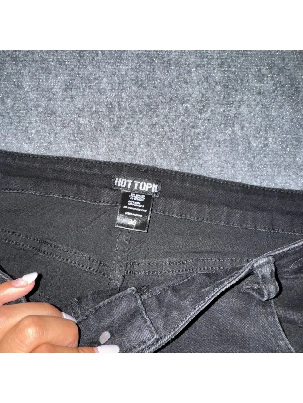 Hot Topic Black Baggy Flame Denim Mens XL 36 Vtg y2k 90s Rare